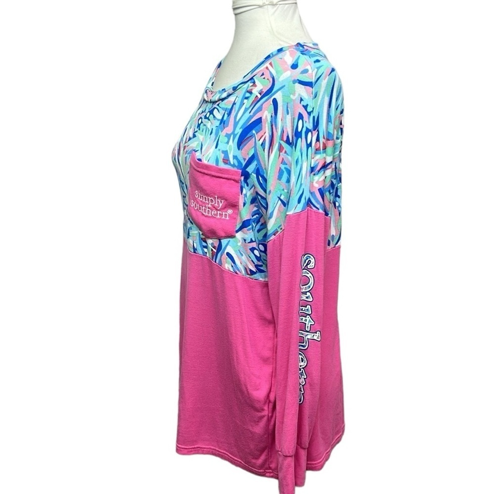 Simply Southern Color Block Long Sleeves Blouse - Picture 3 of 7